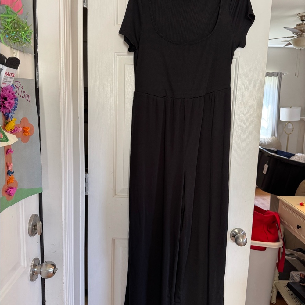Cider 0xl ribbed black jumpsuit